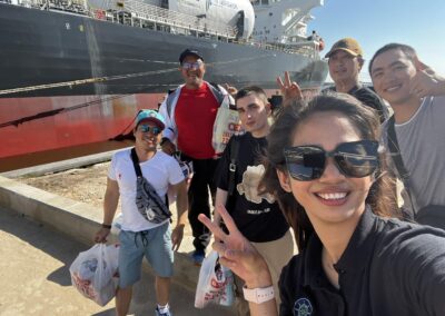 Seafarer Clients of Shore Leave Solutions LLC posing at USS Lexington Museum of the Bay in cristi corpus