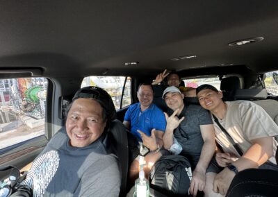 Seafarer Clients of Shore Leave Solutions LLC posing inside the company vehicle in cristi corpus